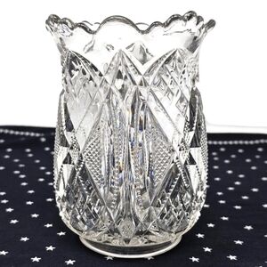 Antique American Brilliant Period Cut Glass Celery Vase 6" Tall